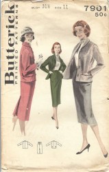 7901 BUTTERICK 1950s JACKET, SLIM SKIRT SUITED PATTERN 12 32'' BUST